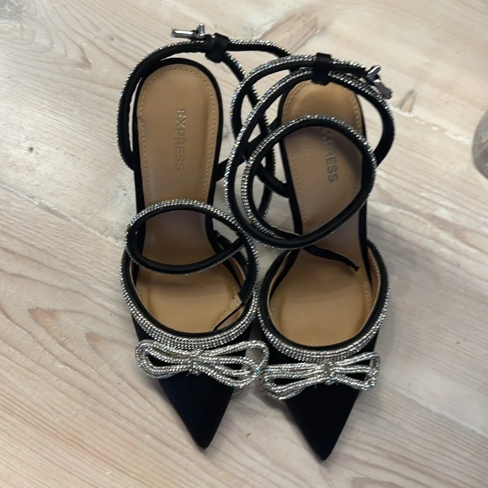 Express strappy rhinestone heels